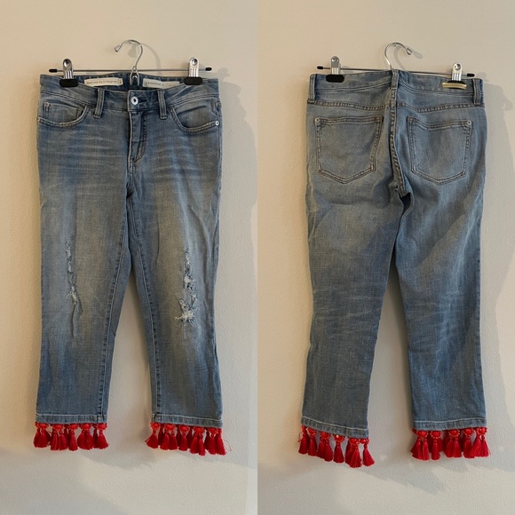 Anthropologie Pilcro Boyfriend Red Tassel hem, 25P - Picture 7 of 7